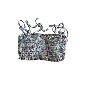 Xhilaration Paisley Ribbed Multicolored Size XS Padded Bikini Top